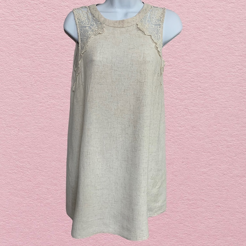 3/$30 Monteau Linen Blend Shift Dress S